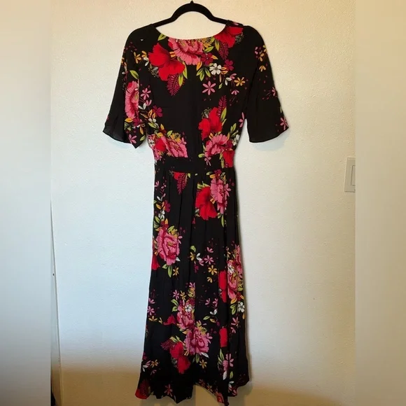 Kormei Womens Short Sleeve Floral High Low V-Neck Flowy Party Long Maxi Dress L - Picture 4 of 6